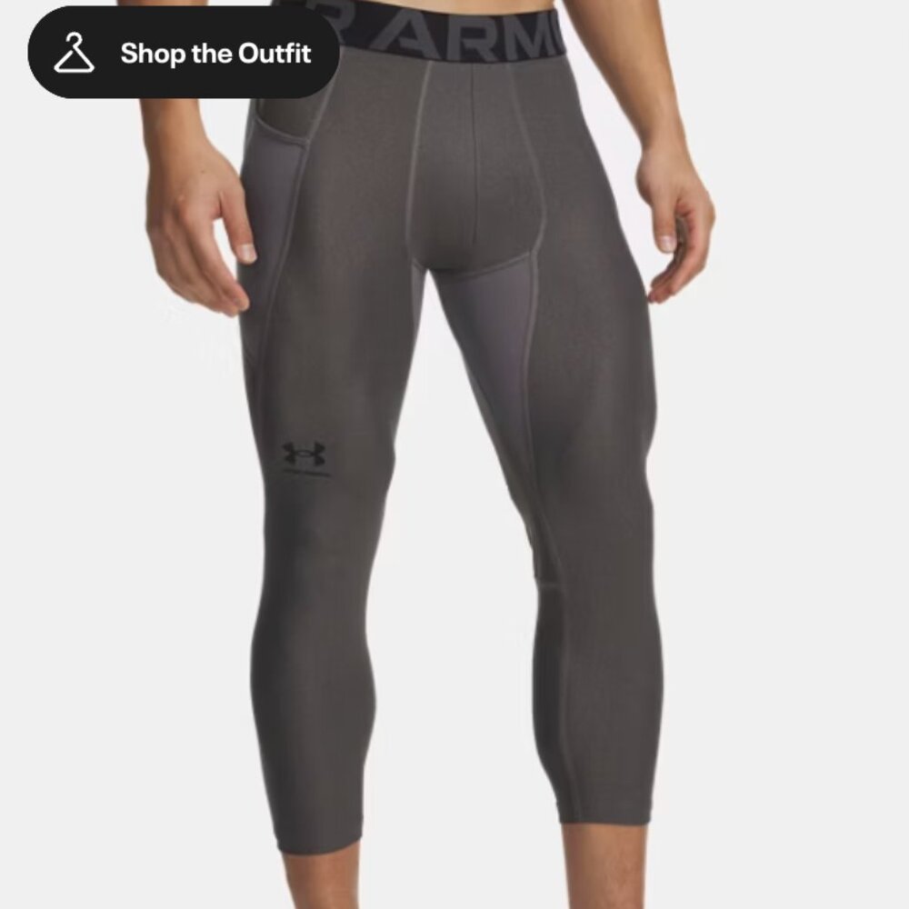 Under Armour Men's HeatGear 3/4 Leggings, Carbon Heather / Grey, M